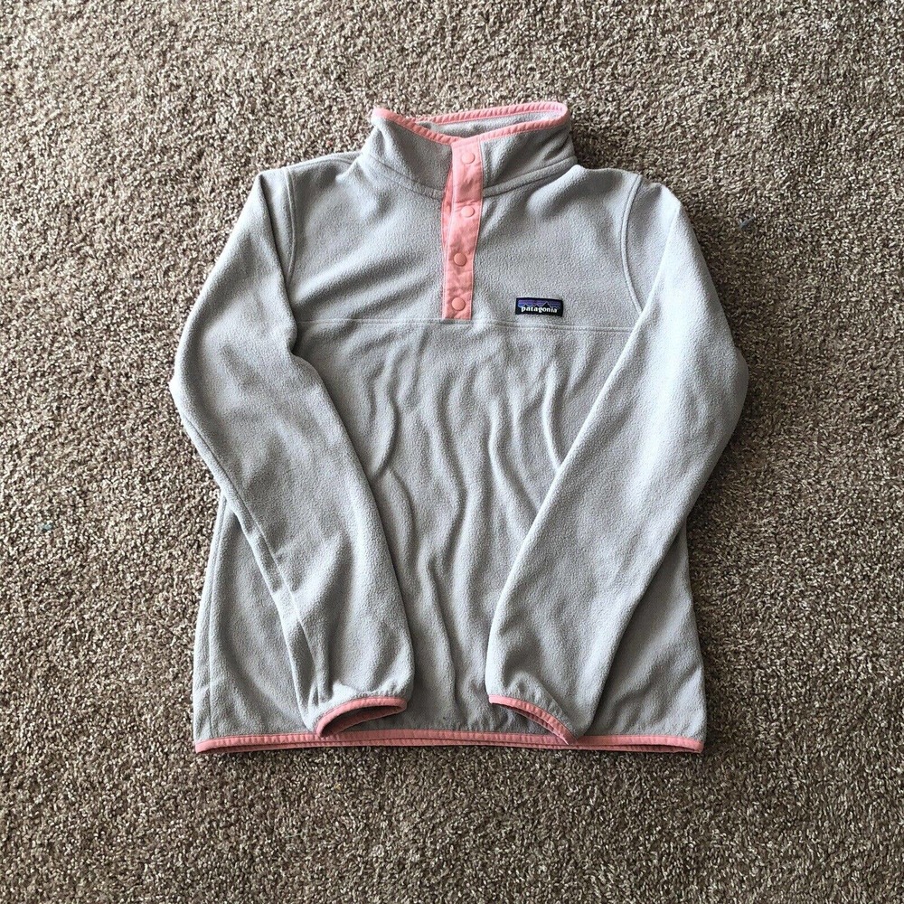Patagonia Fleece Worn Wear Woman Grey Pink 1/4 Button Medium
